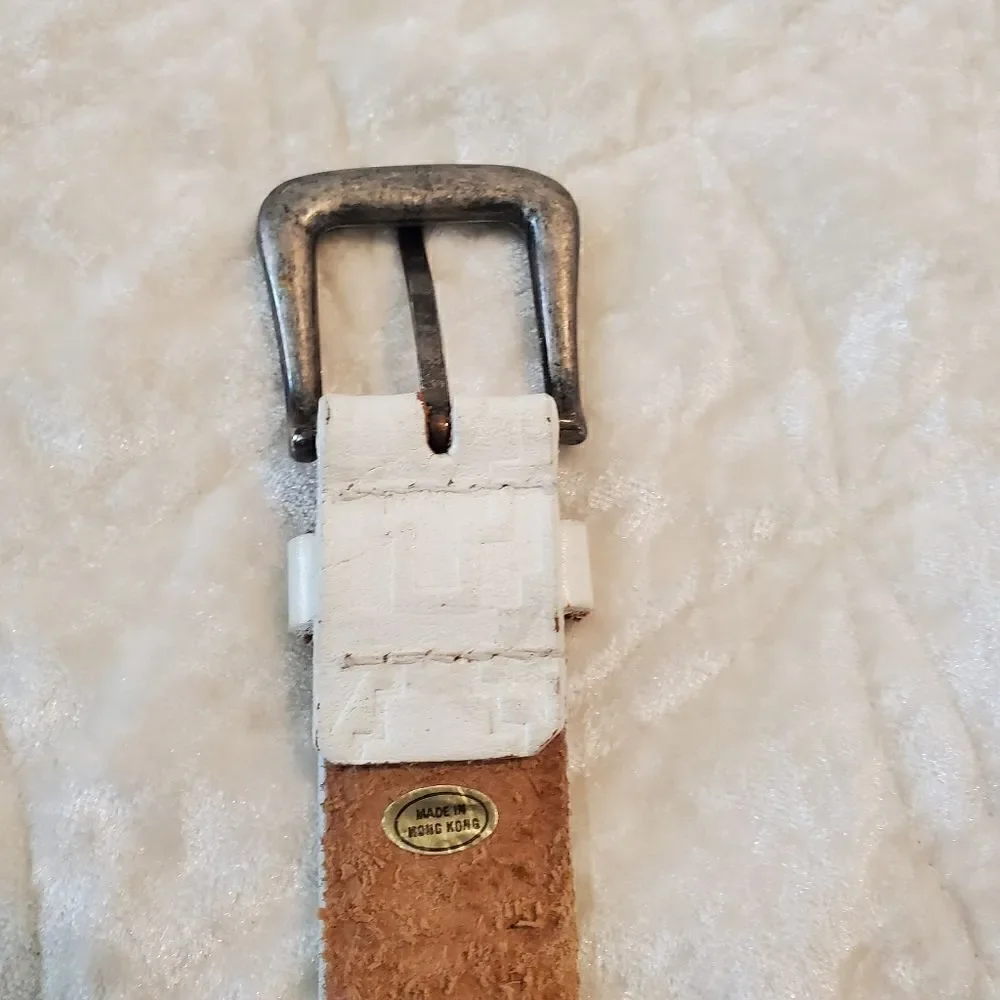 MILOR Women's Leather Belt Size‎ ML White  Aztec Print